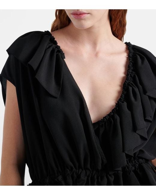 Dries Van Noten Black Ruffled Jersey Top