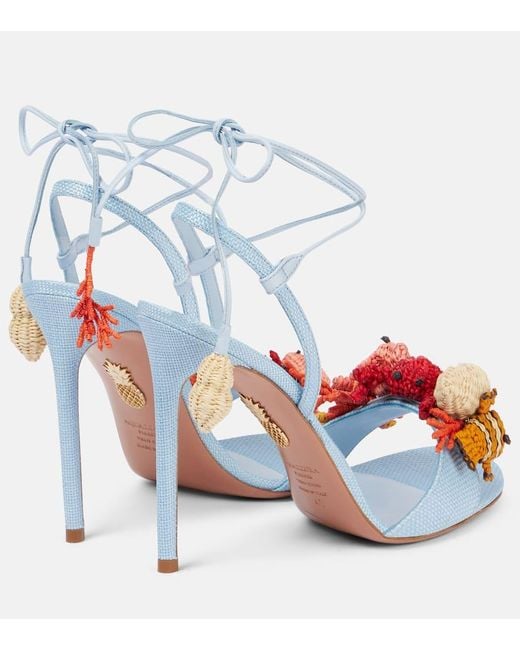 Aquazzura Blue Sandalen Marea Aus Raffiabast