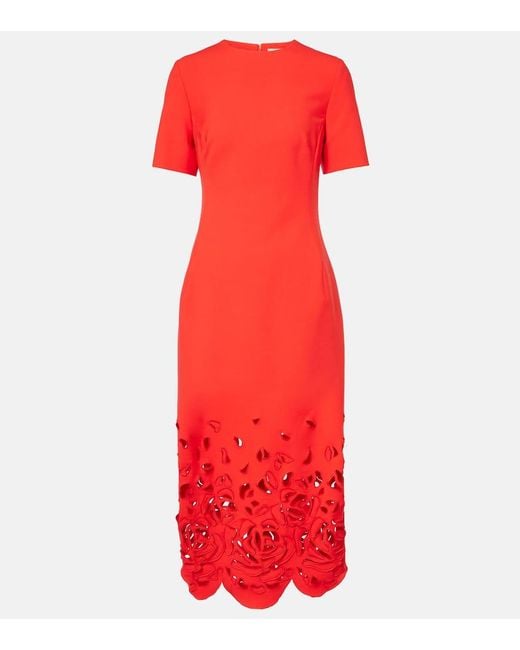 Vestido De Coctel Con Abertura Floral Oscar de la Renta de color Red