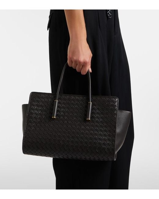 Bottega Veneta Black Barbara Small Intrecciato Leather Tote Bag