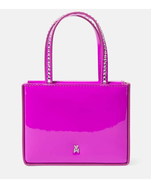 AMINA MUADDI Pink Super Amini Gilda Mini Patent Leather Tote Bag