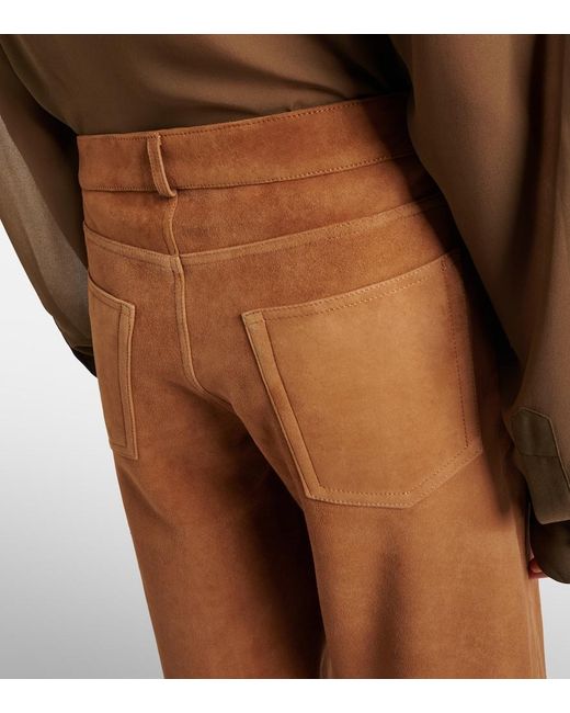 Nour Hammour Brown Milo Suede Wide-Leg Pants