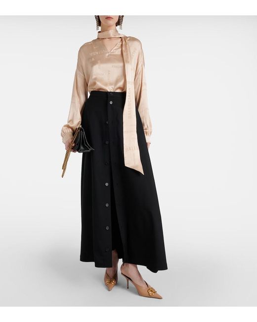 Balenciaga Black Wool Maxi Skirt