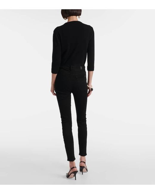 7 For All Mankind Black Aubrey High-Rise Skinny Jeans