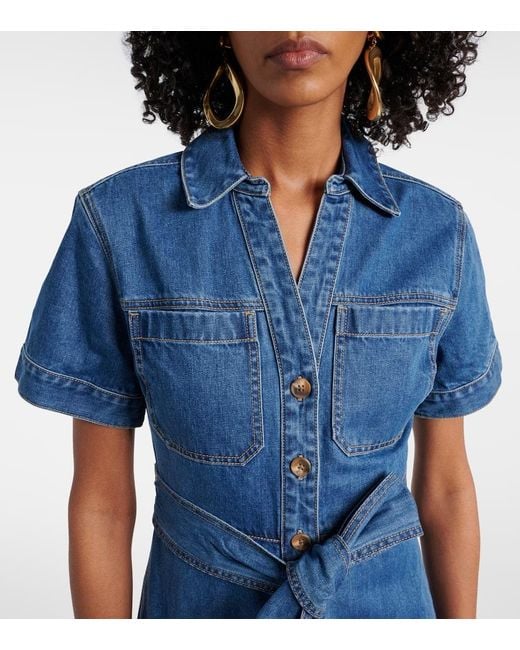 Veronica Beard Blue Tabby Cotton Shirt Dress