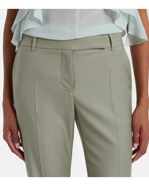 McQueen Green Wool Flared Pants