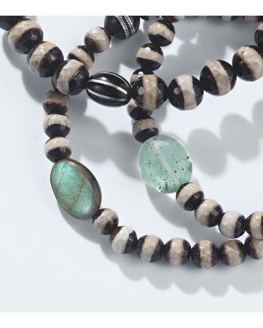 Ileana Makri Metallic Set Of 3 Beaded Bracelets With Gemstones for men