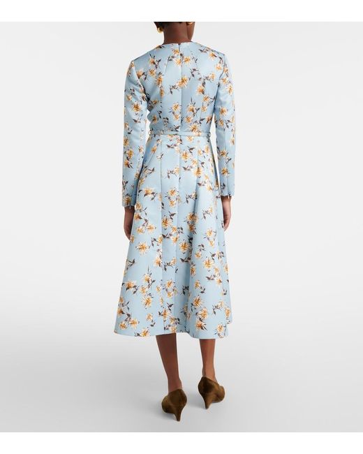 Emilia Wickstead Blue Ucellina Floral Midi Dress