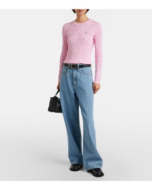 Polo Ralph Lauren Pink Cable-Knit Cotton Sweater
