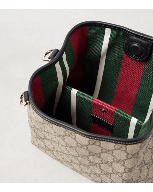 Gucci Brown Gg Canvas Leather-Trimmed Tote Bag