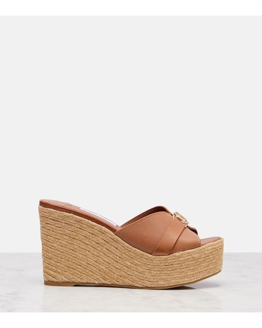 Sandalias Con Cuna Leda 100 De Piel Jimmy Choo de color Brown