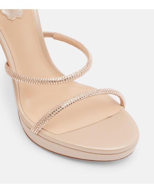 Rene Caovilla Natural Cleo Embellished Satin Sandals