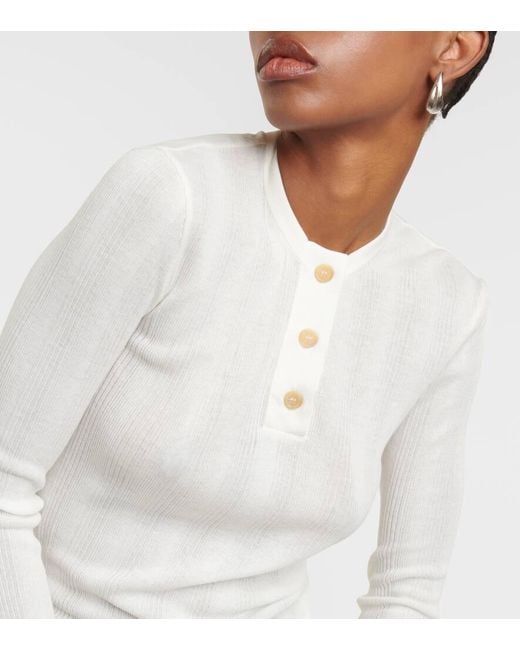 Khaite White Byron Cotton-Blend Jersey Top