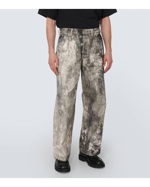 Acne Gray Printed Wide-leg Jeans for men
