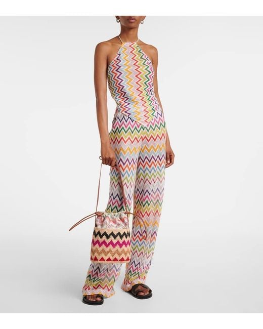 【MISSONI】 Zigzag Medium raffia bucket bag Zigzag Medium raffia bucket bag in neutrals - Missoni
