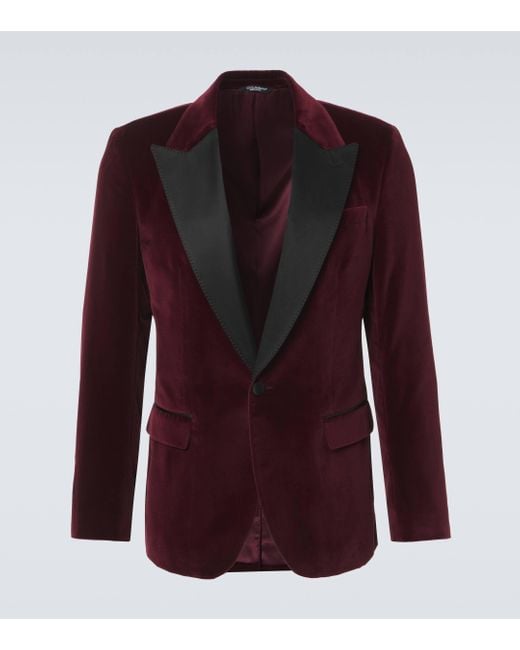 Dolce & Gabbana Red Velvet Single-Breasted Tuxedo Jacket for men