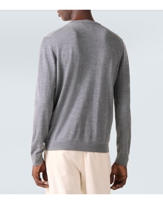 Allude Gray Virgin Wool Sweater for men