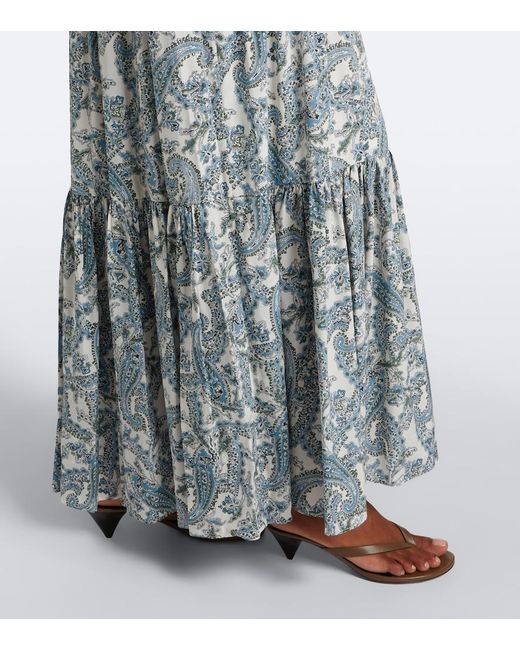 Veronica Beard Gray Sama Printed Tiered Silk-Blend Maxi Dress