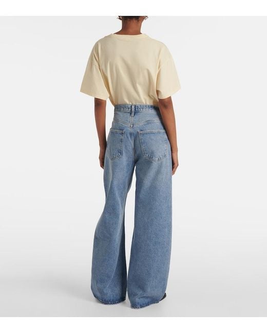Agolde Blue Low Curve Mid-Rise Wide-Leg Jeans