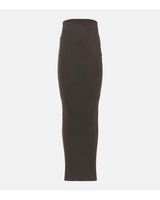 Rick Owens Brown Dirt Pillar Leather Maxi Skirt