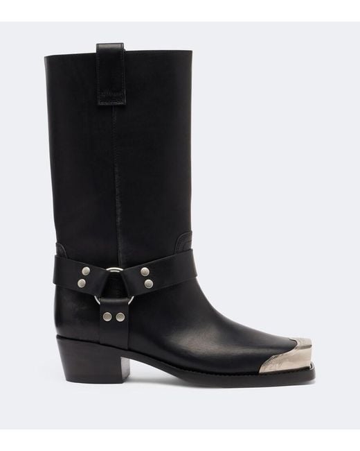 Paris Texas Black Roxy Embellished Leather Biker Boots