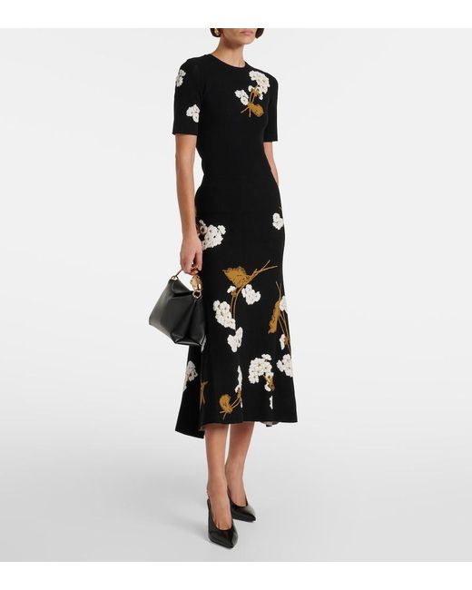 Erdem Black Bloom Medium Leather Tote Bag