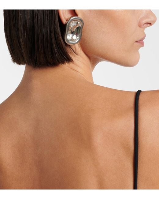 Givenchy White Sculptural Crystal Embellished Earrings