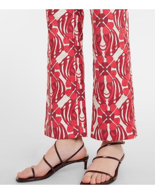 LaDoubleJ Red 24/7 Printed Cotton Straight Pants