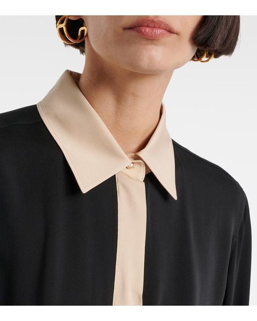 Max Mara Black Pio High-Rise Silk Charmeuse Blouse