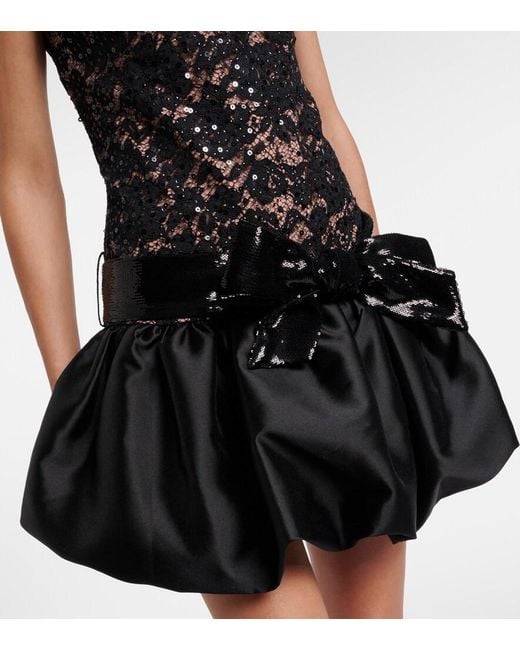 Self-Portrait Black Lace And Taffeta Minidress