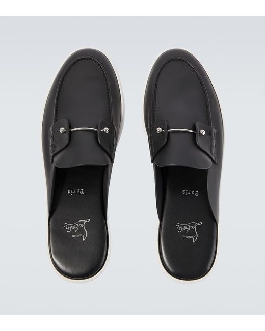 Christian Louboutin Black Chanme Leather Mules for men