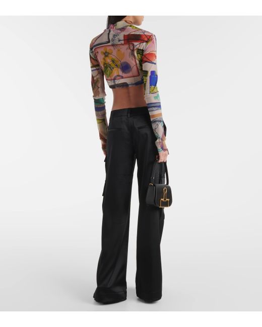 Off-White c/o Virgil Abloh Multicolor Printed Tulle Crop Top