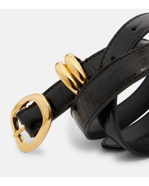 Amanu Black Tugela Croc-Effect Leather Belt