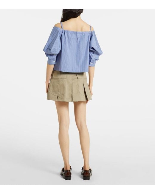 Sacai Blue Striped Cotton Poplin Top