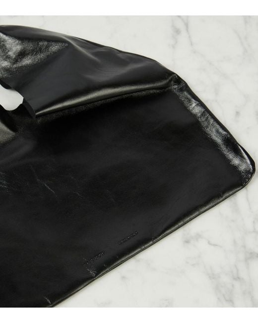 The Row Black Bindle Small Leather Tote Bag