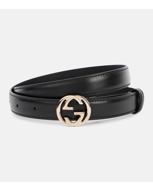 Gucci Black Interlocking G Leather Belt
