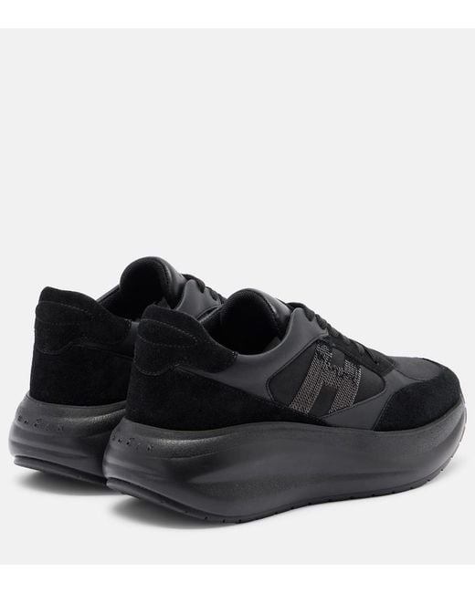 Hogan Black Maxi I Active Suede-Trimmed Sneakers