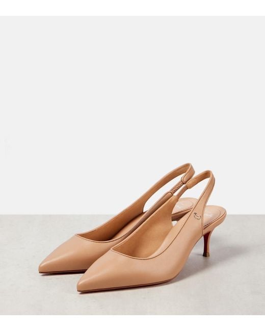 Christian Louboutin Natural Sporty Kate Sling 55 Leather Slingback Pumps