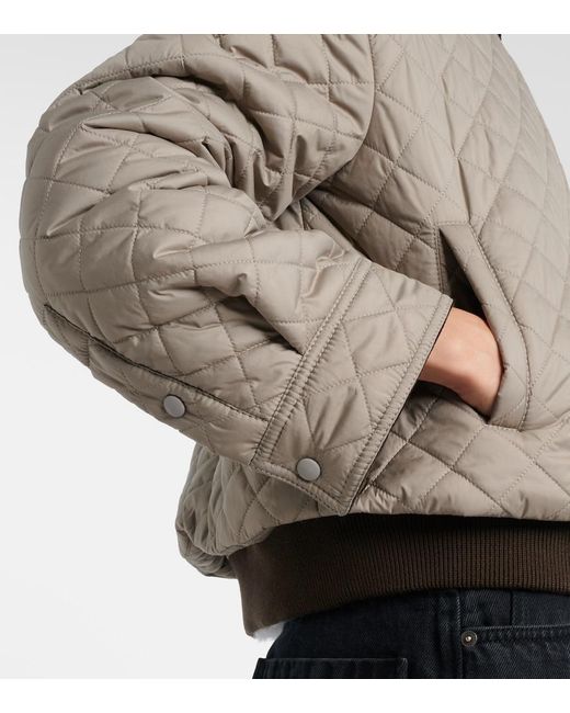 Loewe Brown Anagram Leather-Trimmed Quilted Jacket