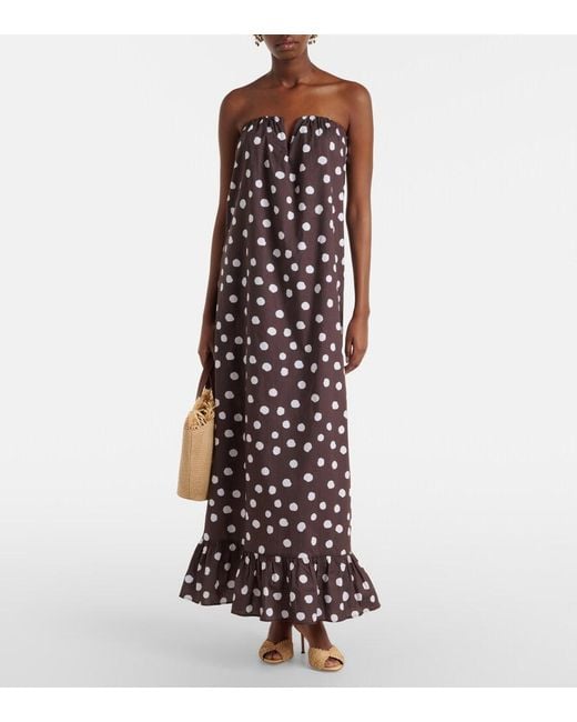 Adriana Degreas Multicolor Polka-Dot Cotton-Blend Maxi Dress