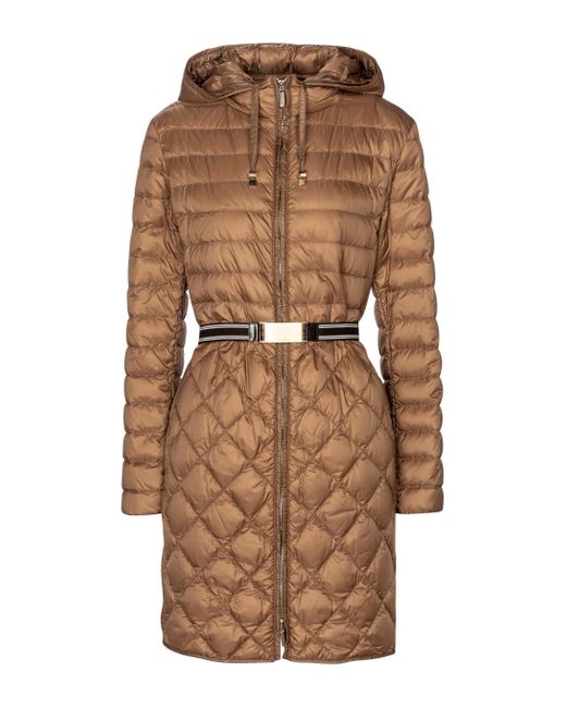 Max Mara Max Mara The Cube Hooded Down Coat in Brown | Lyst