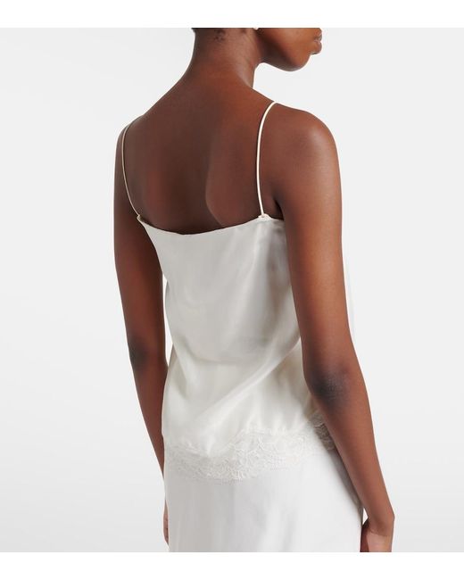 Dorothee Schumacher White Playful Volumes Lace-Trimmed Silk Top