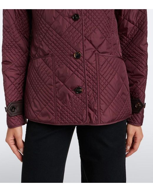 Burberry Purple Fernleigh Leather-Trimmed Quilted Jacket