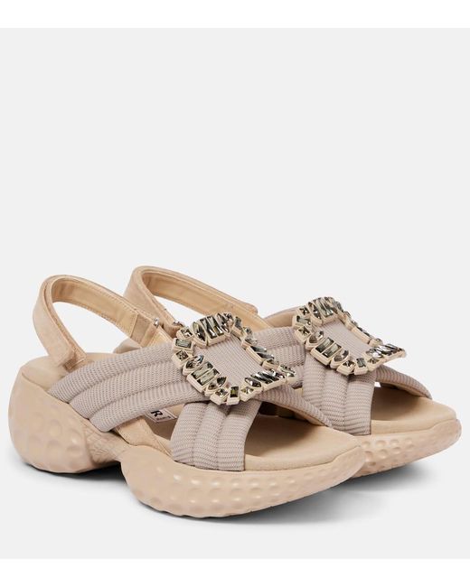 Roger Vivier Natural Verzierte Plateausandalen Viv' Run