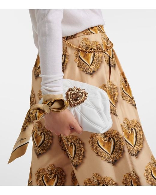 Dolce & Gabbana White Devotion Small Embellished Leather Clutch