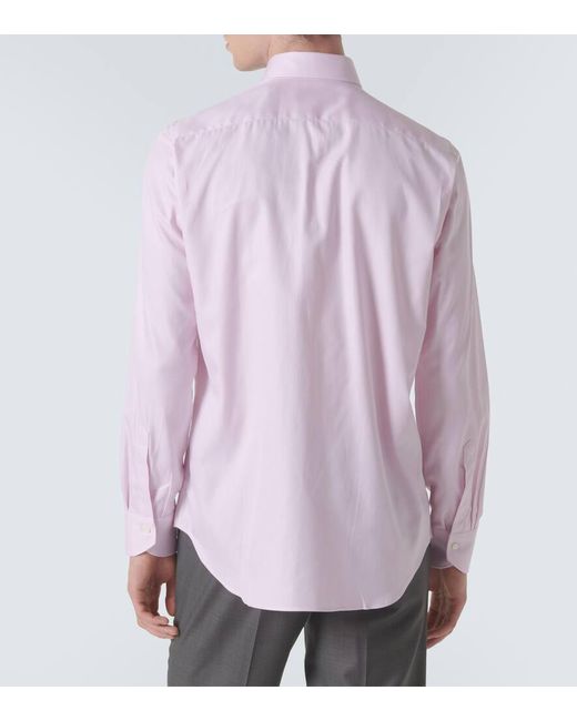 Camisa de popelin de algodon Canali de hombre de color Pink