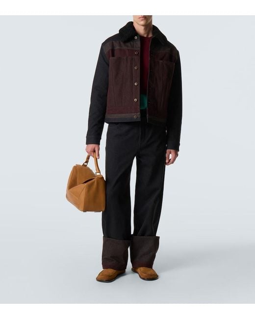 Loewe Black Colorblocked Wide-Leg Jeans for men