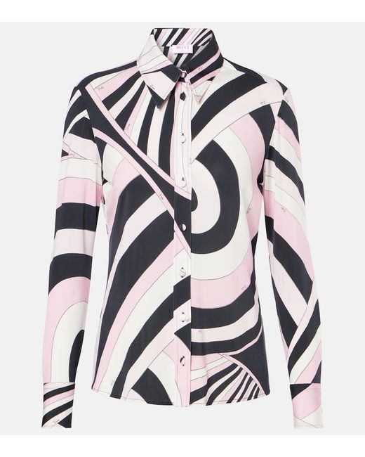 Emilio Pucci Multicolor Iride Jersey Satin Blouse