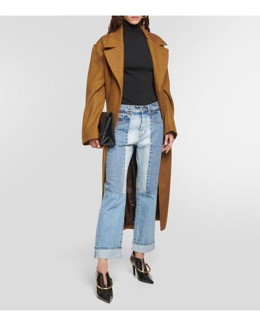 Victoria Beckham Blue Paneled High-Rise Straight Jeans