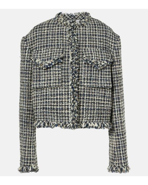 Sacai Black Wool-Blend Tweed Jacket